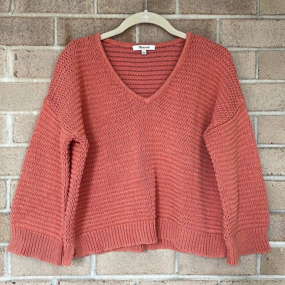 Madewell Coral Breezeway Pullover Sweater